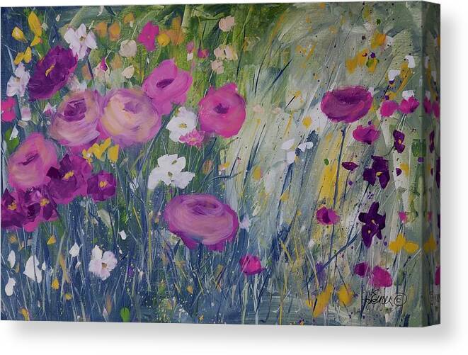 Flowers Canvas Print featuring the painting Corner Garden by Terri Einer