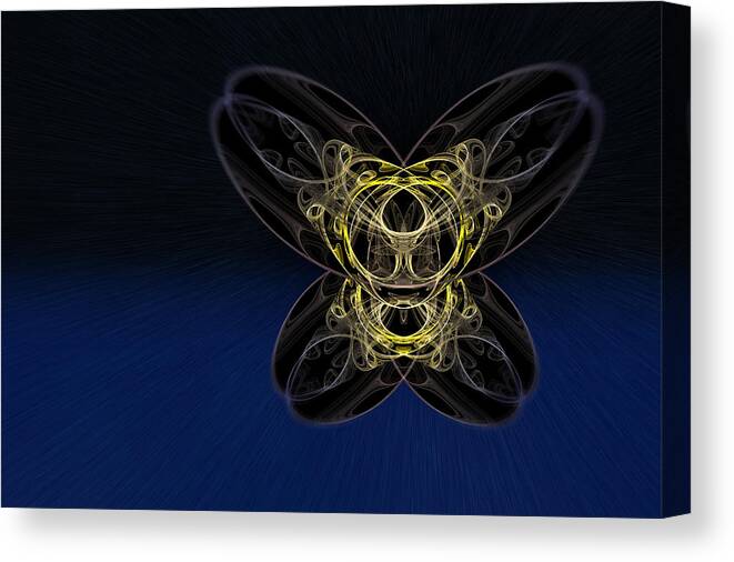 Glow Canvas Print featuring the digital art Cosmic Butterfly in Space Zoom by Pelo Blanco Photo