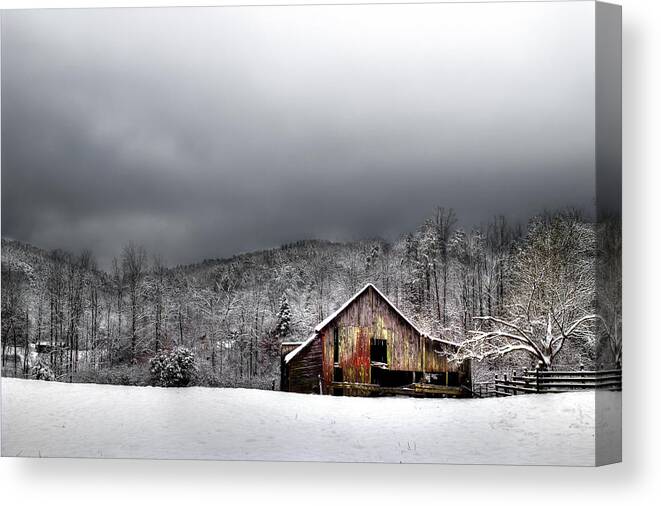 Barn Canvas Print featuring the photograph Country Barn In The Smokies by Mike Eingle