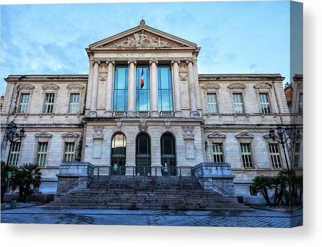 Nice Canvas Print featuring the photograph Courthouse Palais de Justice in Nice by Artur Bogacki