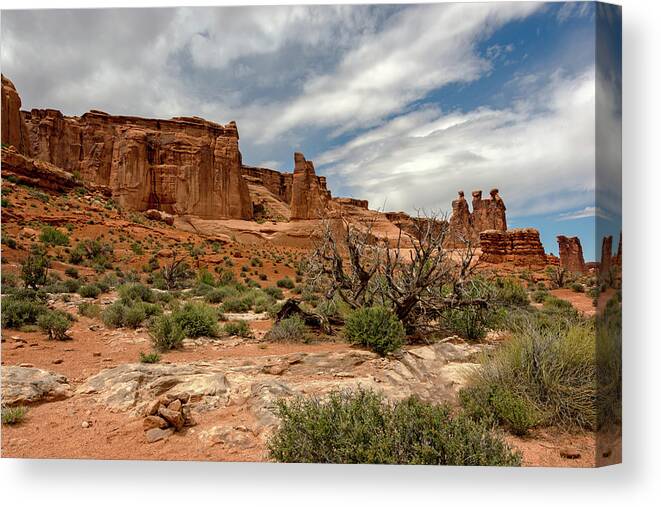 Arches National Park Canvas Print featuring the photograph Courthouse Towers by Steve L'Italien