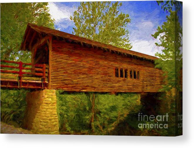 Art Prints Canvas Print featuring the photograph Covered Bridge by Dave Bosse