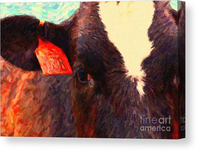 Wildlife Canvas Print featuring the photograph Cow 138 Reinterpreted by Wingsdomain Art and Photography