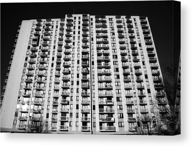 B&w Canvas Print featuring the photograph Crack Tower by Kreddible Trout
