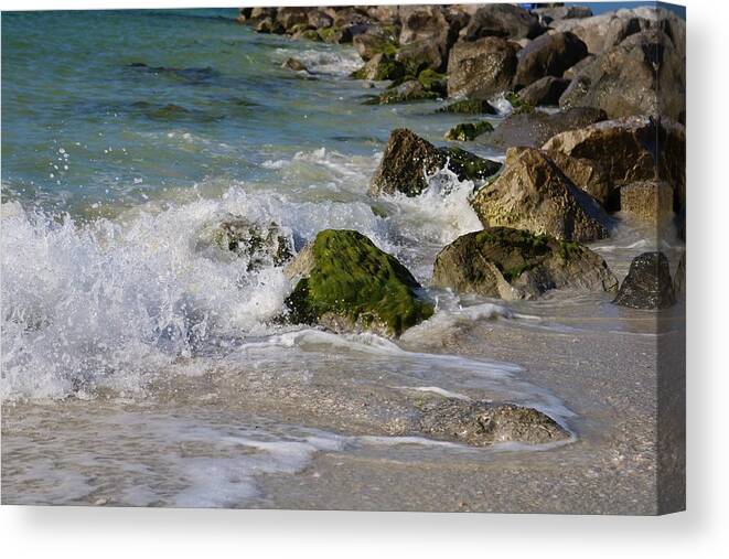Teal Canvas Print featuring the photograph Crash and Splash by Michiale Schneider