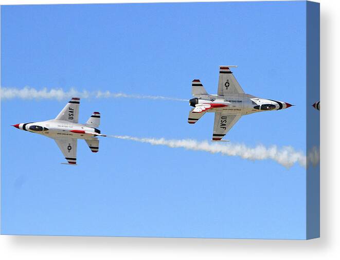 F-16 Canvas Print featuring the photograph Crossing Paths by Shoal Hollingsworth