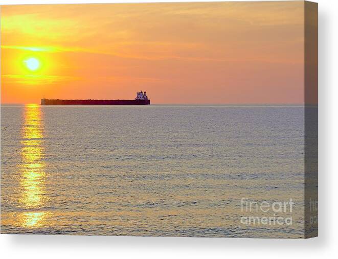 Freighter Canvas Print featuring the photograph Crossing the line by Merle Grenz