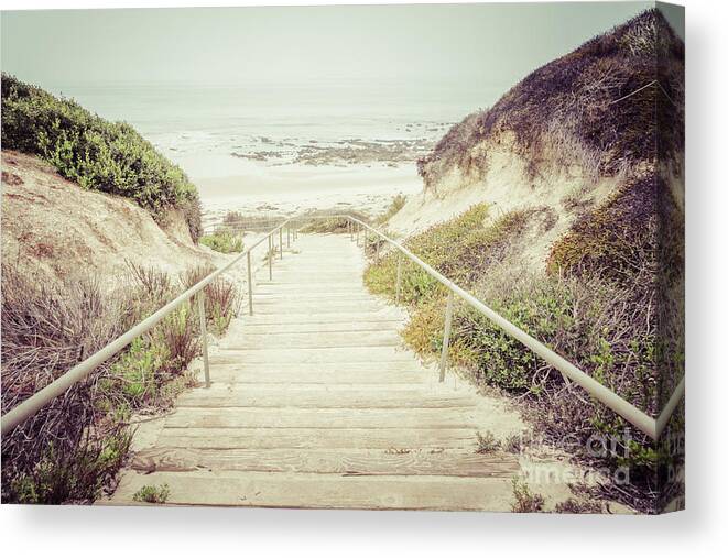 1960s Canvas Print featuring the photograph Crystal Cove Stairs in Laguna Beach California by Paul Velgos