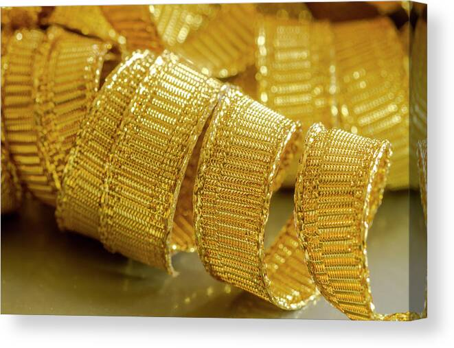 Abstract Canvas Print featuring the photograph Curls of Gold by Teri Virbickis