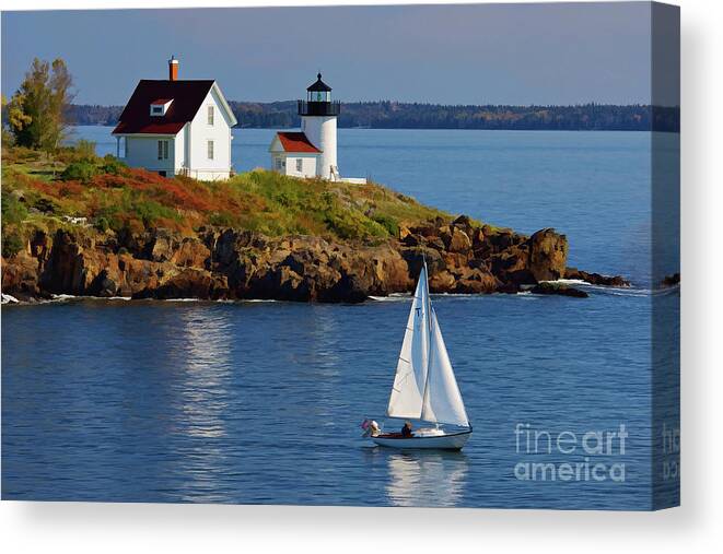 Painting Canvas Print featuring the photograph Curtis Island Lighthouse - D002652b by Daniel Dempster