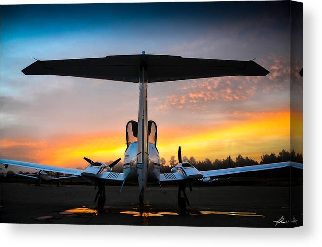 Aircraft Canvas Print featuring the photograph DA42 Facing the Dawn by Phil And Karen Rispin