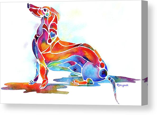 Doxie Canvas Print featuring the painting Dachshund by Jo Lynch