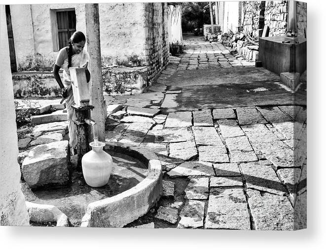 Indian Woman Canvas Print featuring the photograph Daily Life by Tim Gainey