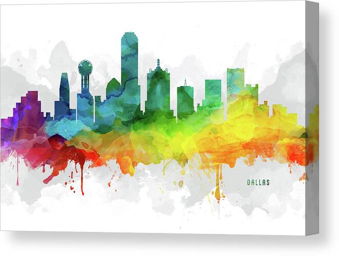 Dallas Canvas Print featuring the digital art Dallas Skyline MMR-USTXDA05 by Aged Pixel