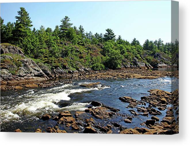 Dalles Rapids Canvas Print featuring the photograph Dalles Rapids French River Ontario by Debbie Oppermann