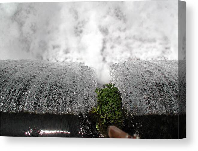 Cascading Water Canvas Print featuring the photograph Dam At Mammoth Spring by DArcy Evans
