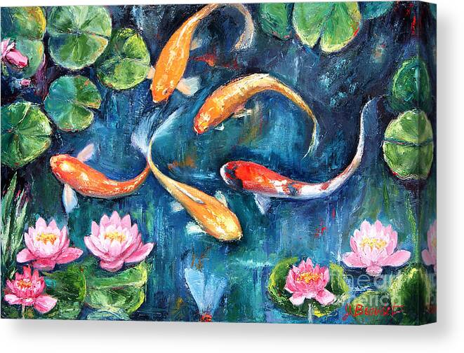 Impressionist Koi Fish Canvas Print featuring the painting Dance of the Koi by Jennifer Beaudet