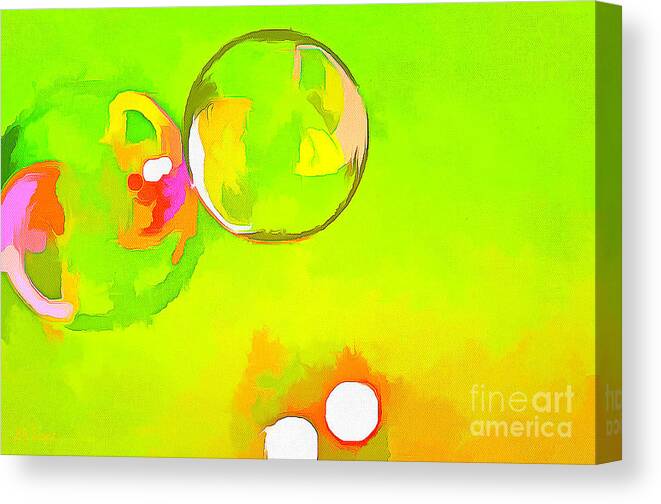 Green Canvas Print featuring the digital art Dancing Bubbles by Humphrey Isselt