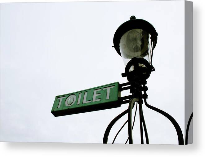 Toilet Canvas Print featuring the photograph Danish Toilet Sign by Linda Woods