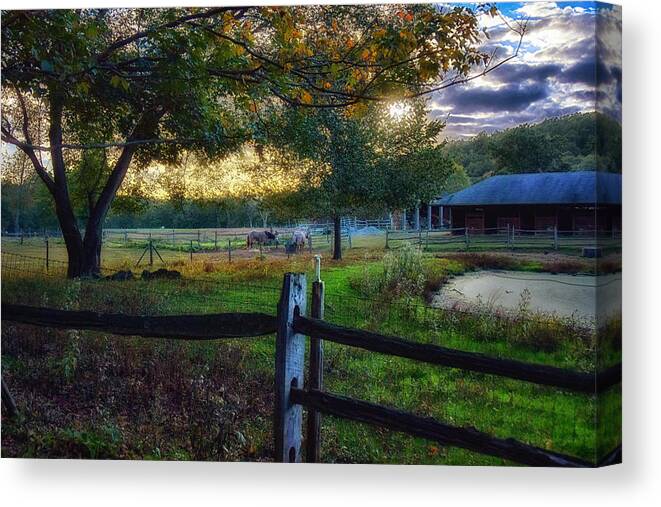 Farm Yard Canvas Print featuring the photograph Day Is Nearly Done by Tricia Marchlik