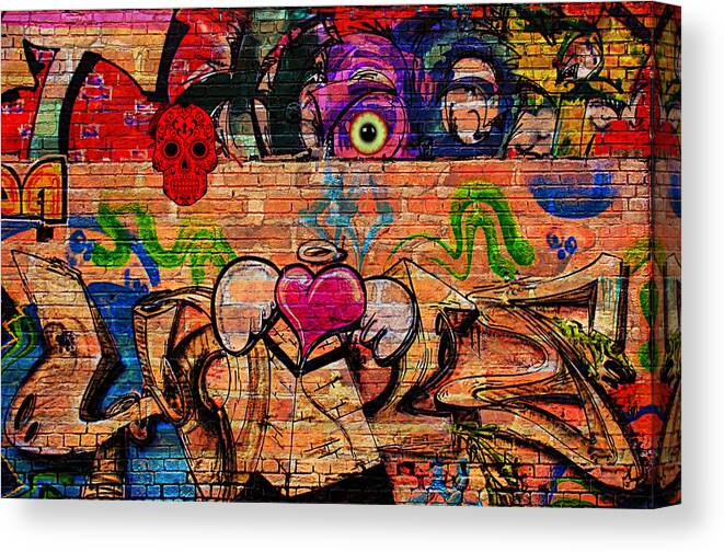 Day Of The Dead Canvas Print featuring the photograph Day of the Dead Street Graffiti by Digital Art Cafe