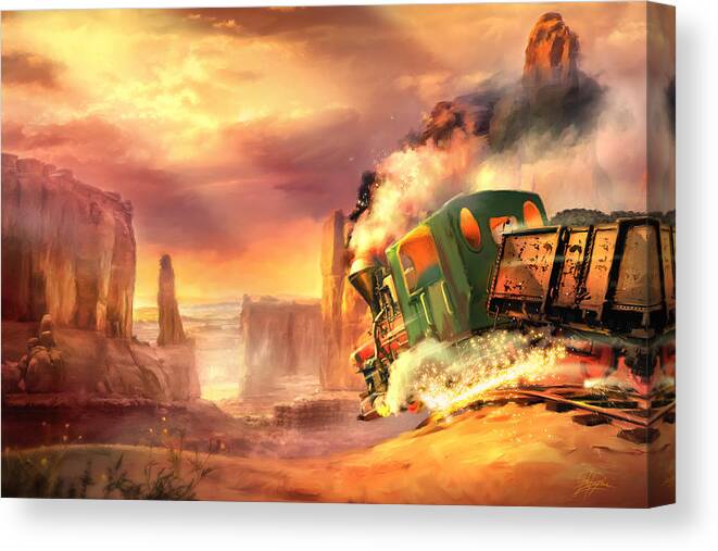 Train Canvas Print featuring the mixed media Deadline by Joel Payne