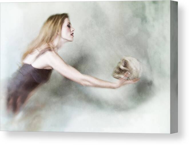 Skull Canvas Print featuring the photograph Death and the Maiden by Spokenin RED