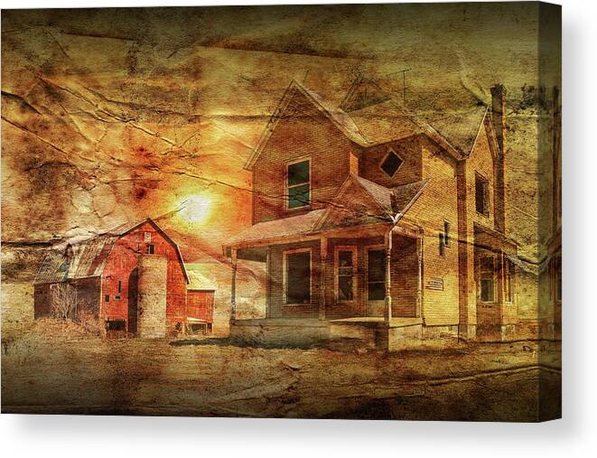 Farm Canvas Print featuring the photograph Decline of the Small Farm with wrinkled paper by Randall Nyhof
