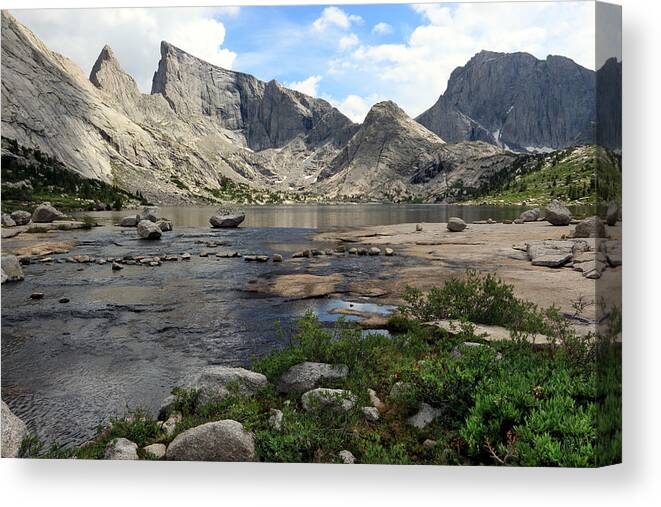 Wyoming Canvas Print featuring the photograph Deep Lake and Temple Mountains by Brett Pelletier