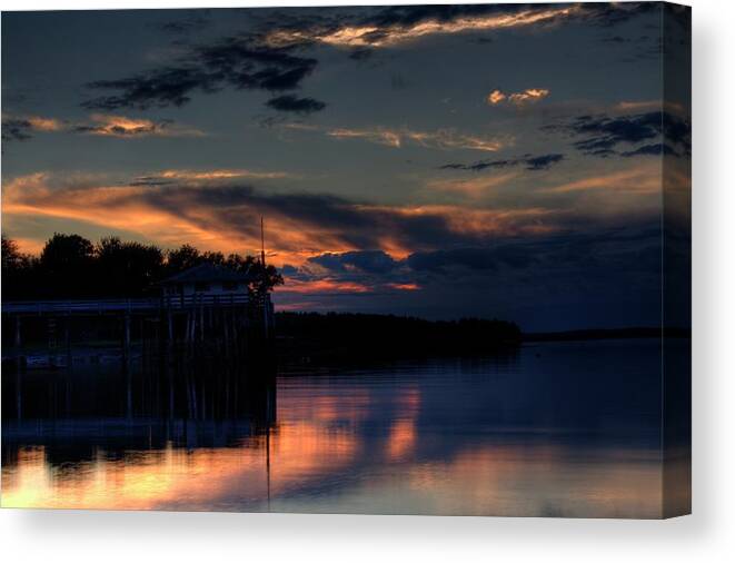 Hdr Canvas Print featuring the photograph Deer Isle Sunset II by Greg DeBeck
