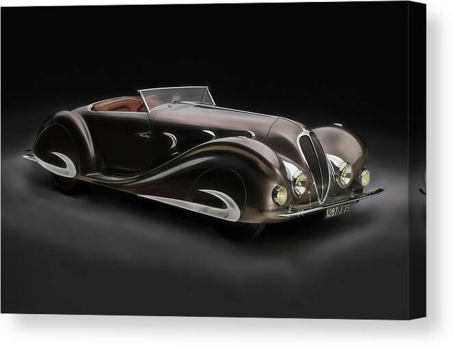 Delahaye Canvas Print featuring the digital art Delahaye 1930's Art In Motion by Marvin Blaine