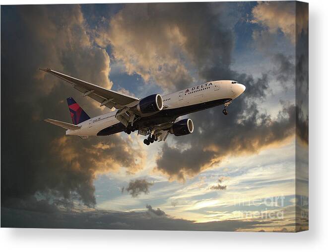 Delta Airlines Canvas Print featuring the digital art Delta Air Lines Boeing 777-200LR by Airpower Art