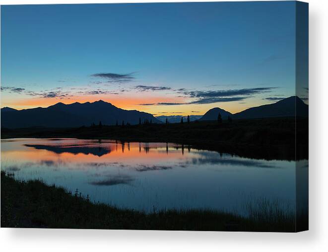 Alaska Canvas Print featuring the photograph Denali Reflection Lake by Scott Slone