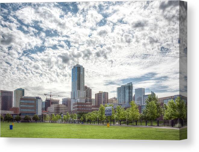 Denver Skyline Canvas Print featuring the photograph Denver Skyline by Joan Baker