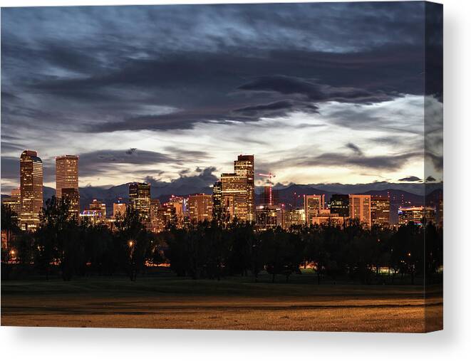 Denver Canvas Print featuring the photograph Denver Skyline by Philip Rodgers