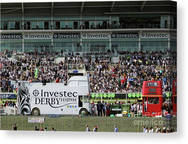 Derby Day At Epsom Downs Surrey Uk Canvas Print featuring the photograph Derby Day at Epsom Downs UK by Julia Gavin