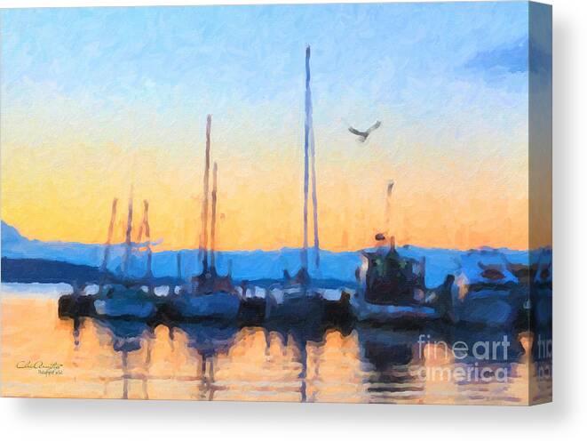 Derwent Canvas Print featuring the painting Derwent River Sunset by Chris Armytage