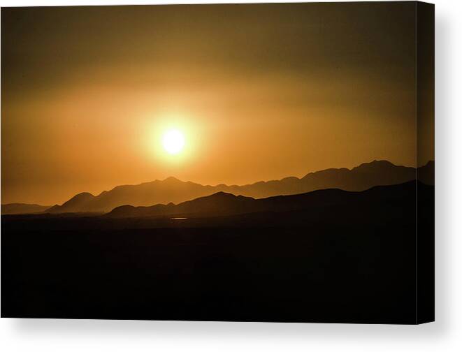 Landscape Desert Mountains Sunset Arizona Canvas Print featuring the photograph Desert Mountain Sunset by William Kimble