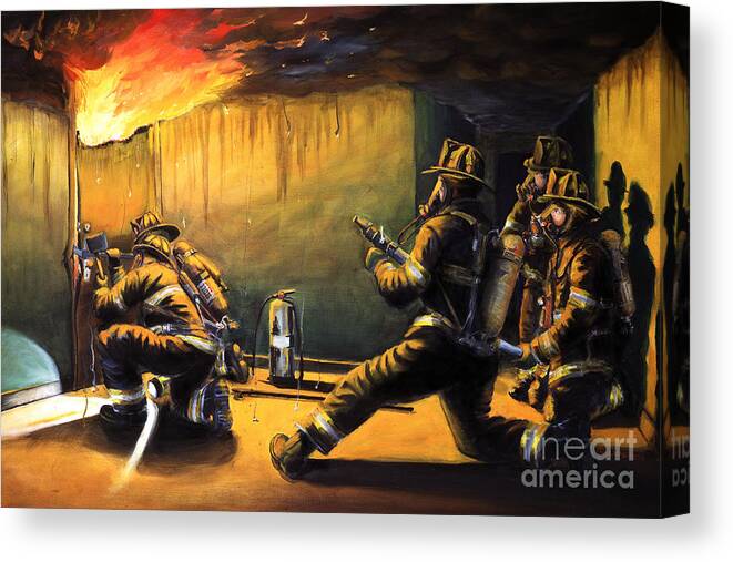 Firefighting Canvas Print featuring the painting Devil's Doorway II by Paul Walsh
