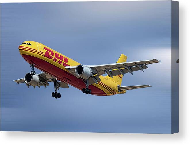 Dhl Canvas Print featuring the mixed media DHL Airbus A300-F4 by Smart Aviation