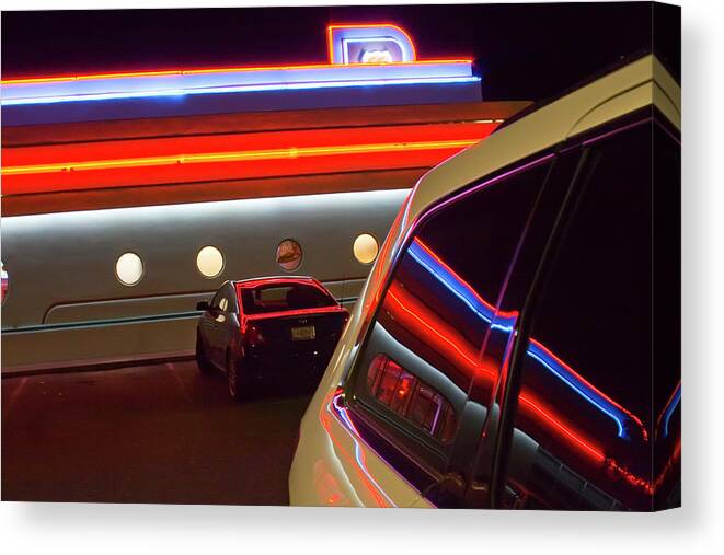 Night Canvas Print featuring the photograph Diner 66 by Micah Offman
