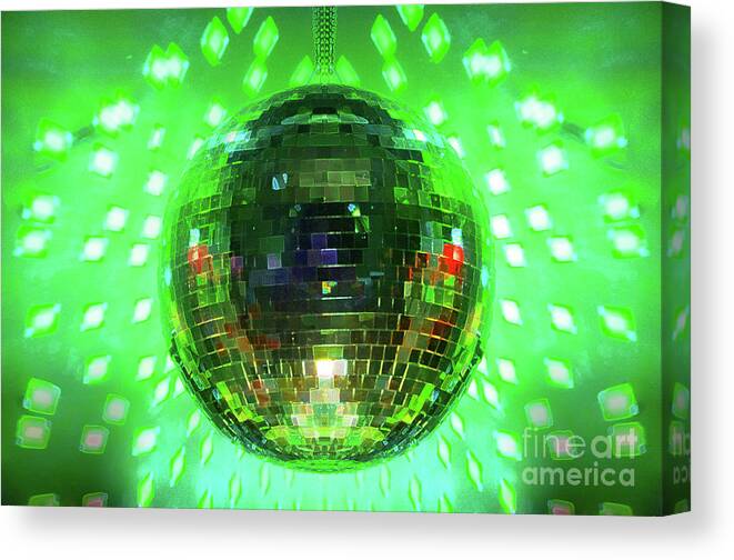 Disco Ball Canvas Print featuring the photograph Disco Ball Green by Andee Design