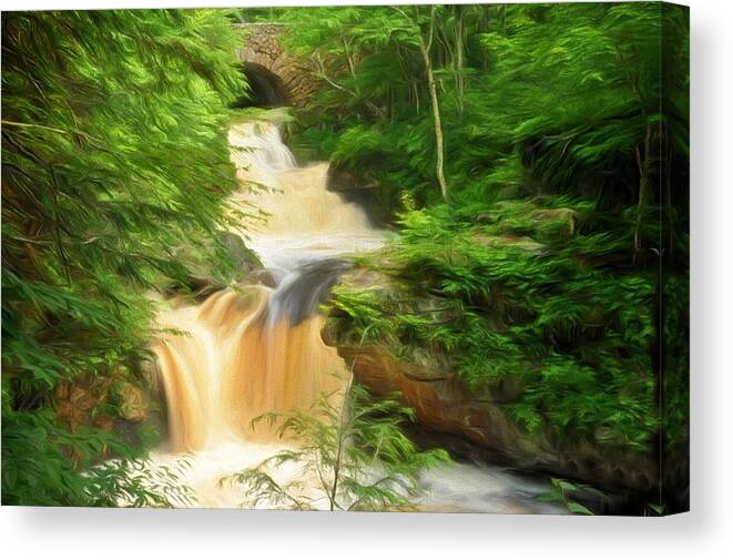 Waterfall Canvas Print featuring the painting Doane's Falls in Royalston by Mitchell R Grosky