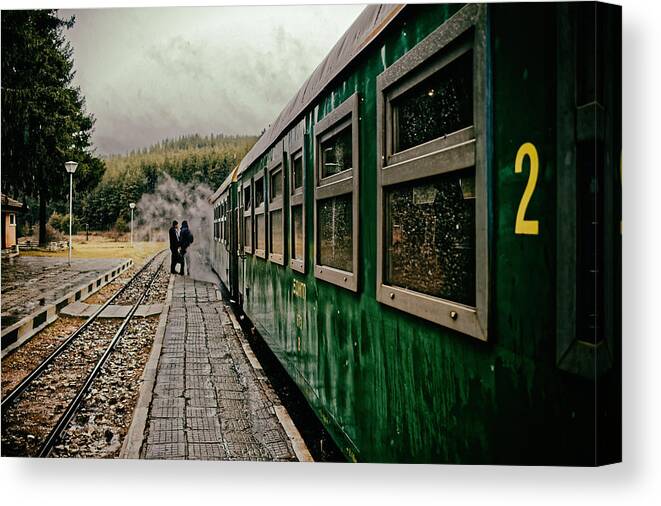 Train Canvas Print featuring the photograph Dolene Railway Station Bulgaria by Adam Rainoff