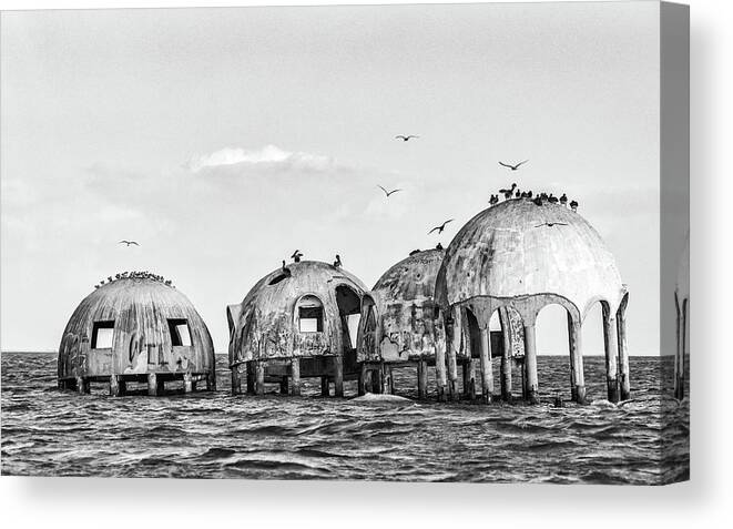 Marco Island Canvas Print featuring the photograph Dome Homes bw by Framing Places