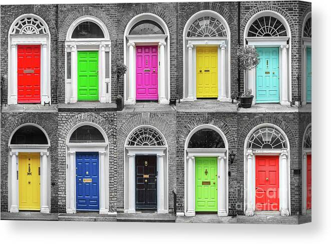Dublin Canvas Print featuring the photograph Doors of Dublin by Delphimages Dublin Photography