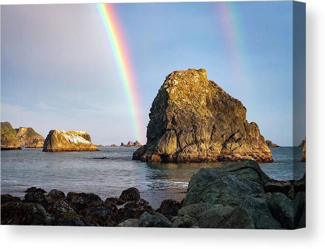 Oregon Canvas Print featuring the photograph Rainbows and Seastacks by Rick Pisio