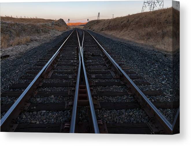 Rails Canvas Print featuring the photograph Double Vanishing Point by Rick Pisio