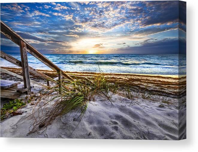Atlantic Canvas Print featuring the photograph Down to the Shore by Debra and Dave Vanderlaan