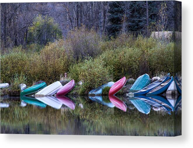  Row Boat Canvas Print featuring the photograph Downtime at Beaver Lake by Alana Thrower